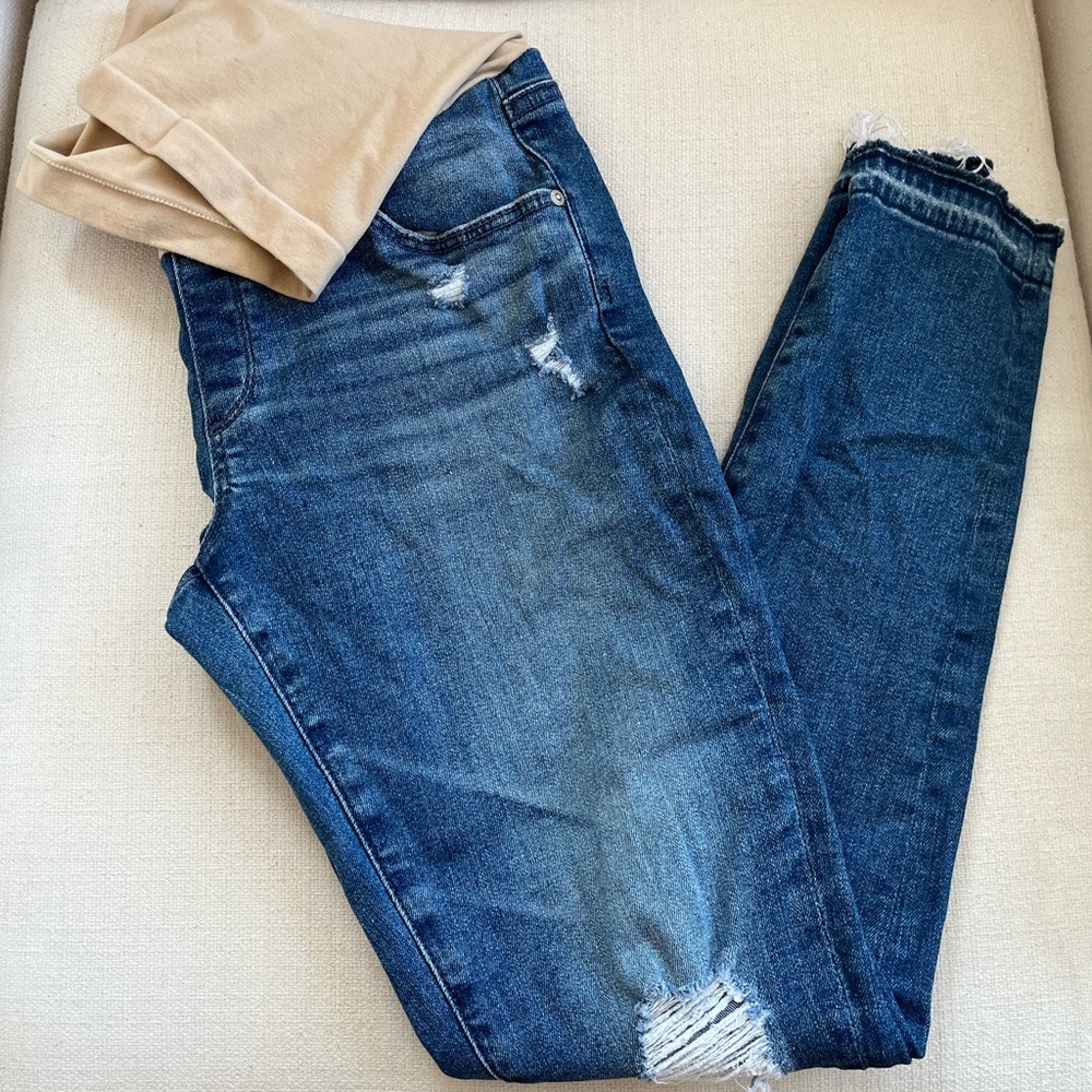 AGOLDE MATERNITY Distressed Blue Skinny Jeans